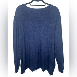 Hawker Rye Men’s Blue Crew Neck Long Sleeve Thick T-Shirt Shirt 3XL